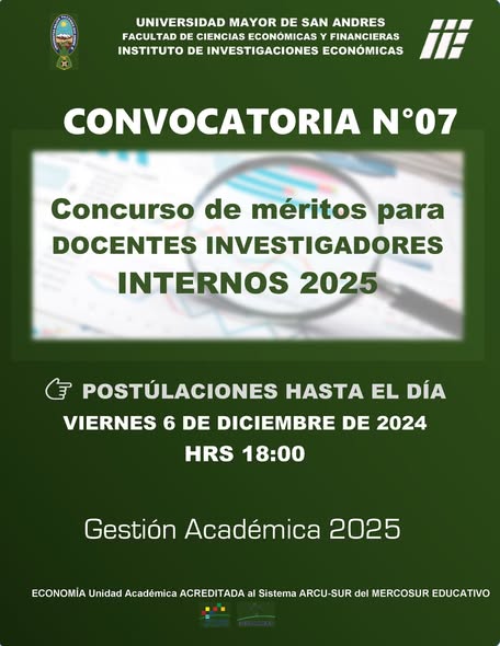 CONVOCATORIA N.º 07/2024 – Concurso de Méritos para Docentes Investigadores Interinos, Gestión 2025